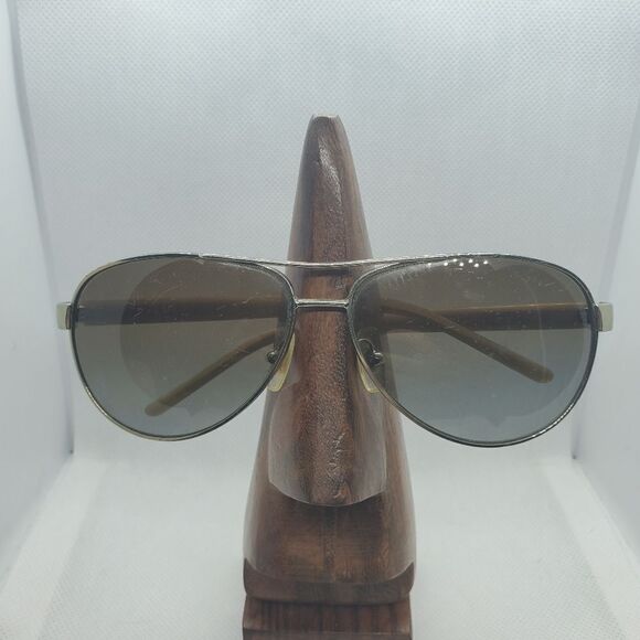 Ralph Lauren Polarized Silver & Tan Aviator Sunglasses - Picture 1 of 16